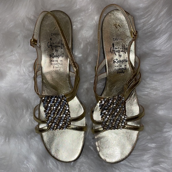 Vintage Amalfi Block Heels Size 9.5 Gold - Picture 5 of 9